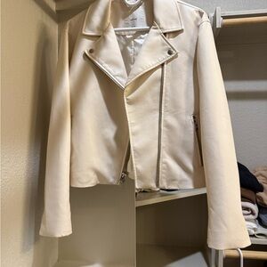 Wilfred Diaz Off-White Vegan Leather Jacket - Size 4